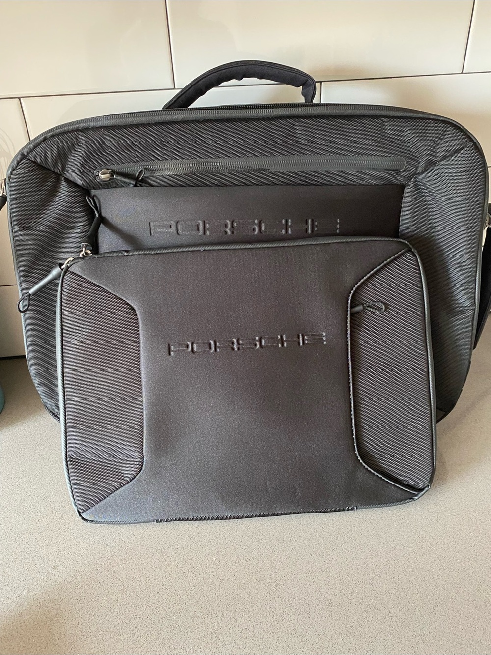 Porsche Design Black Briefcase with Detachable Front Pouch